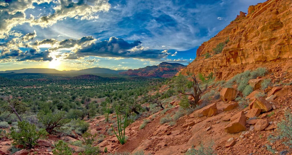 Sunset View From The Western Slope Of Cockscomb Butte In Sedona